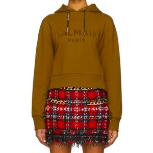 Balmain Cropped Logo Hoodie